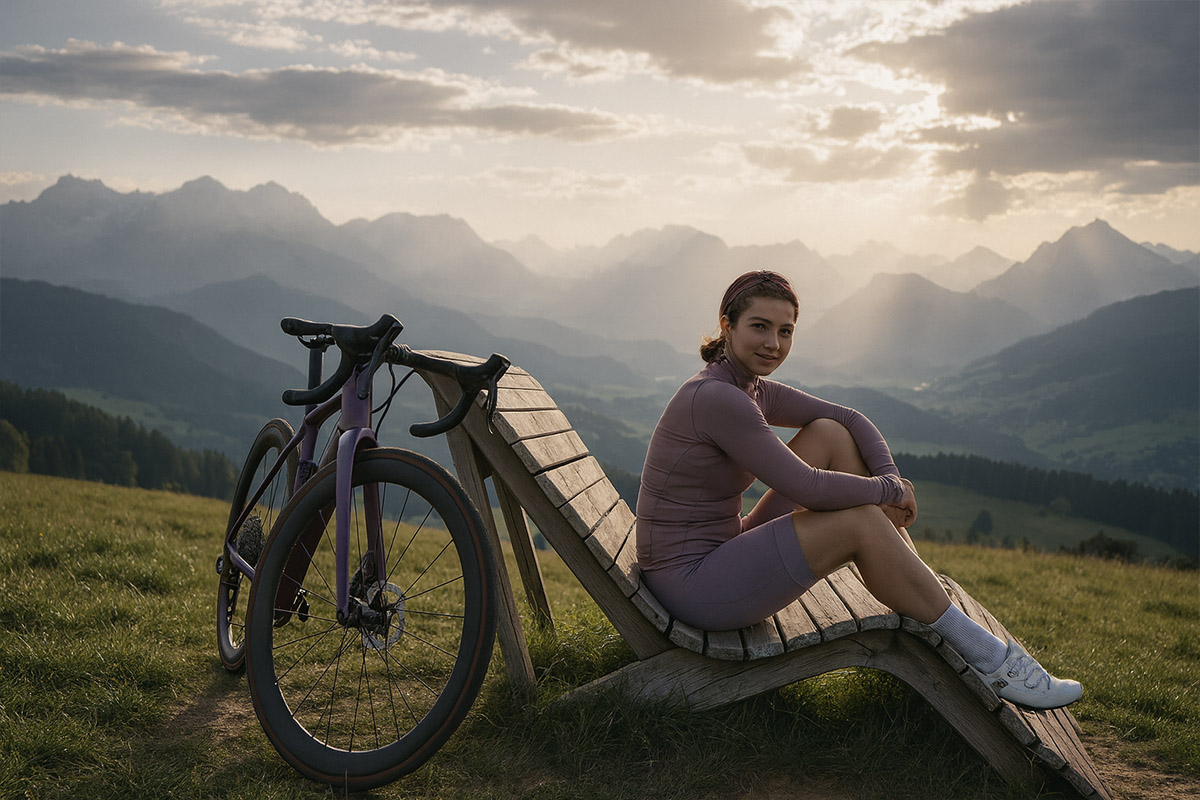 Fahrradfahrerin in der Schweiz